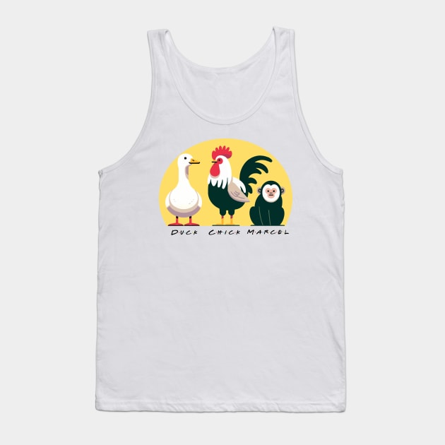 Friends - Marcel, The Chick, The Duck - Version 2 with text Tank Top by nostalgiapress